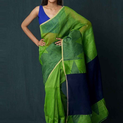 Navy Blue & Blue Silk Cotton Saree