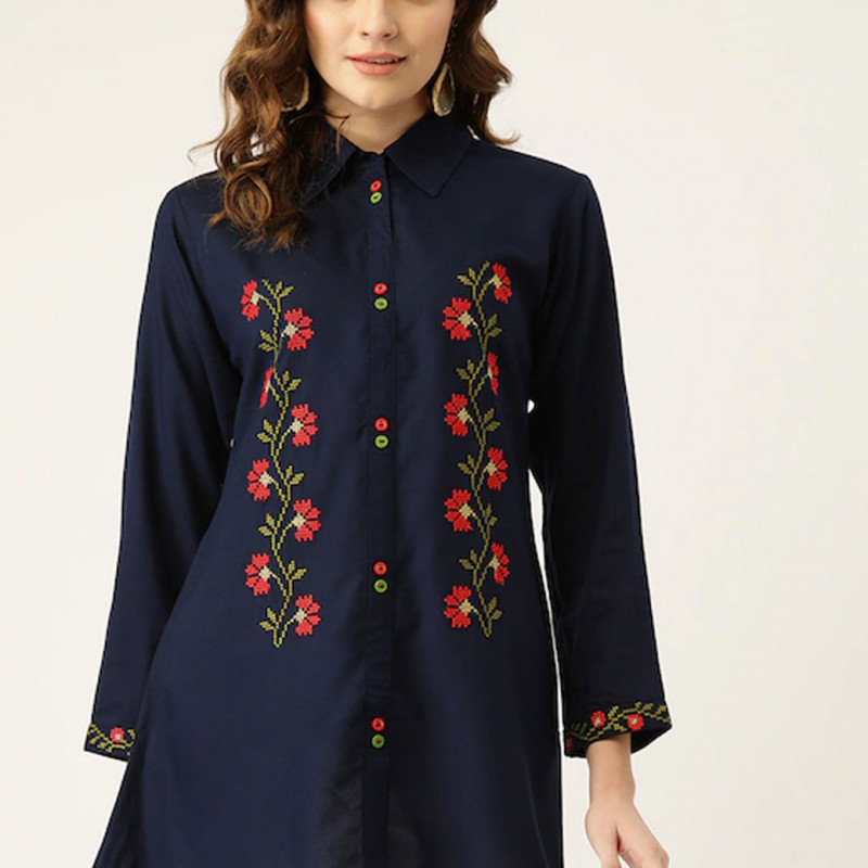 Navy blue embroidered Tunics