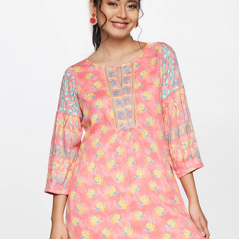Pink and yellow floral Tunics