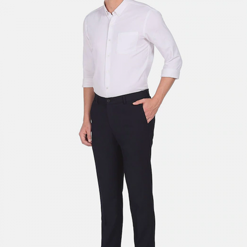 Men Solid Slim Fit Cotton Formal Trousers