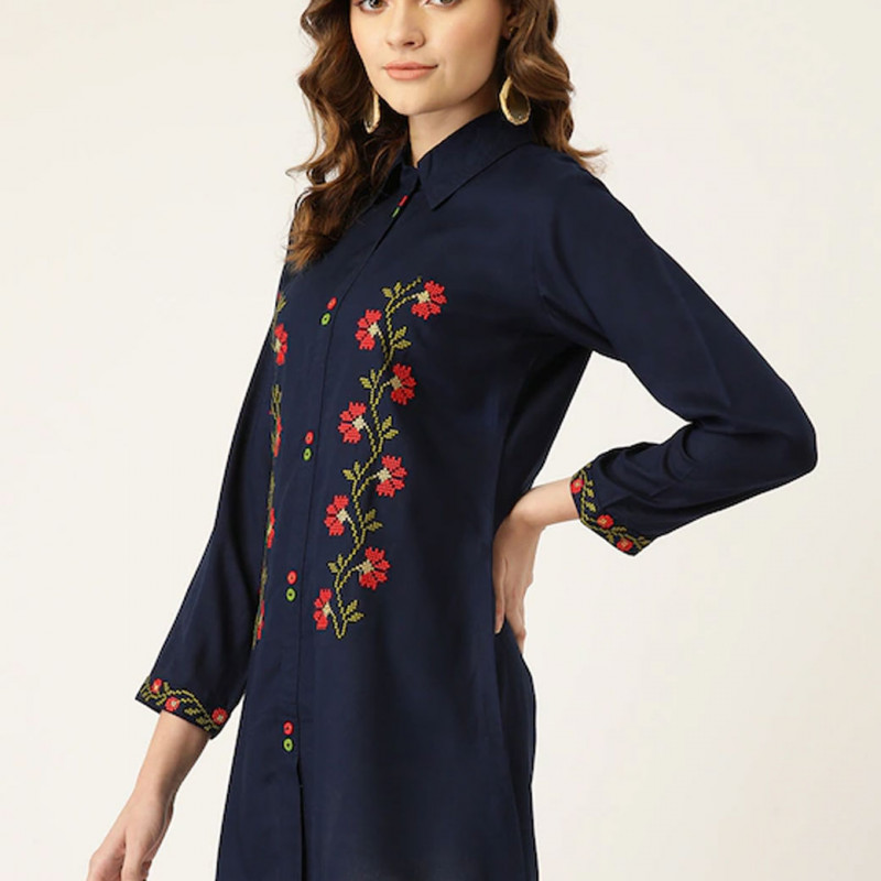 Navy blue embroidered Tunics