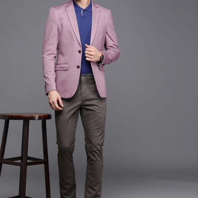 Men Purple Fit Formal Blazer