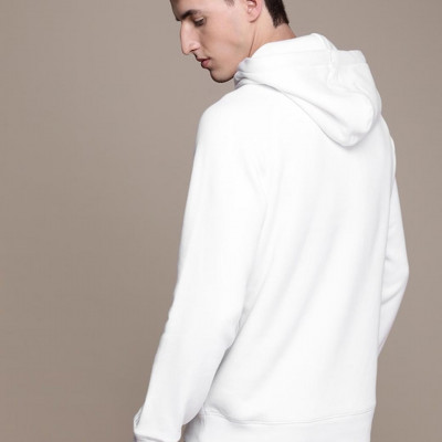 Men White Hooded Sweatshirt