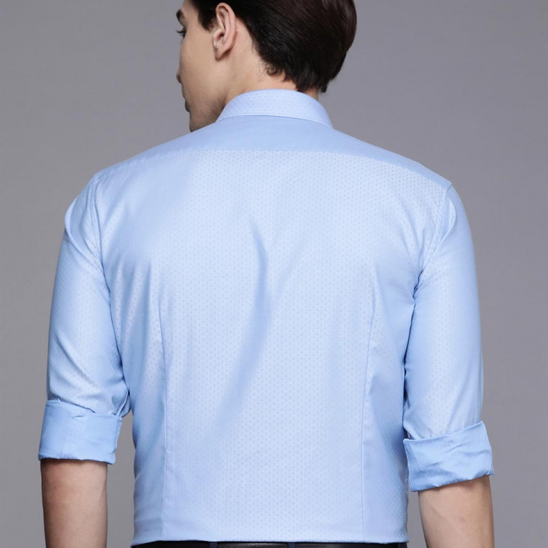 Men blue Printed Slim Fit Pure Cotton Formal Shirt