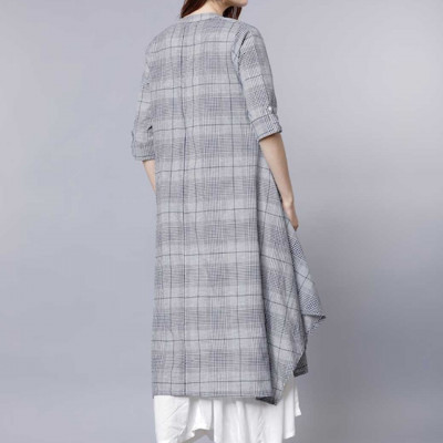 White Floral Layered Ethnic A-Line Maxi Dress With Jacket